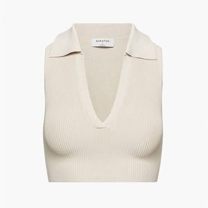 SCULPT KNIT POLO TOP - Aritzia